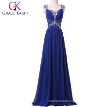 Grace karin Backless beading azul Chiffon Ball Gown Long Evening Party Dress CL6189